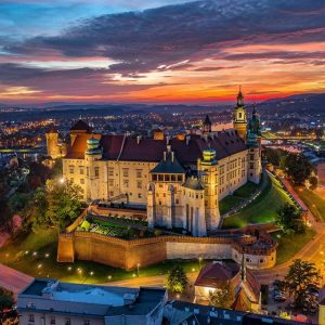 castillo wawel cracovia polonia de noche