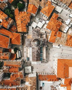 vista aerea cenital catedral de dubrovnik