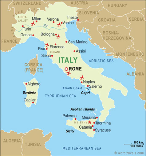 Mapa de italia ciudades mas importantes de italia